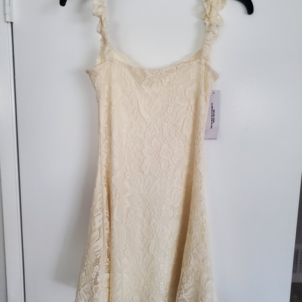 Girls Cream Lace Sundress with Ruffle Straps